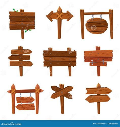 Cartoon Wooden Arrows Vintage Wood Sign Boards And Arrow Signs