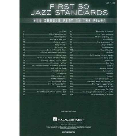 Hal Leonard First 50 Jazz Standards You Thomann United States