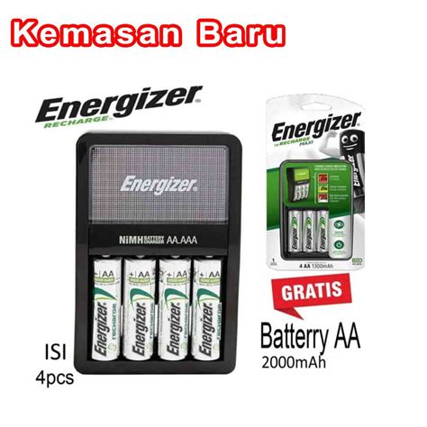 Jual Baterai Charger AA AAA Dgn 4 Pcs Baterai AA 2000 MAh Energizer