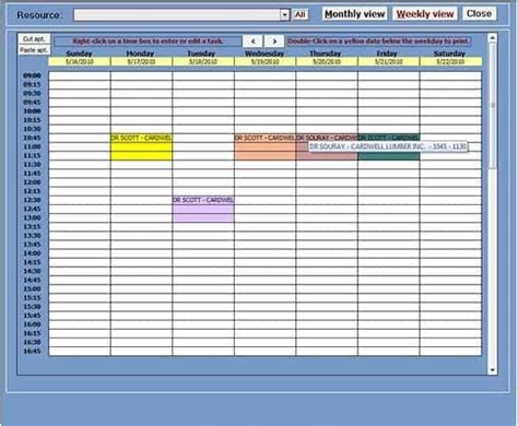 Microsoft Access Schedule Template Image