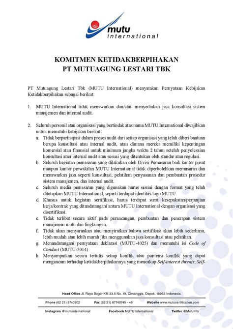 Ketidakberpihakan Mutu International