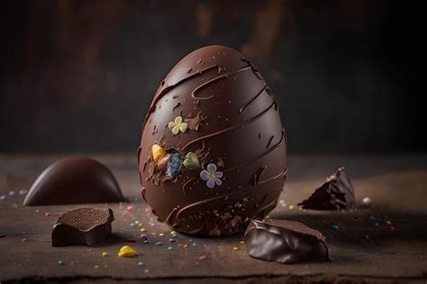 Premium Photo | Close up delicious chocolate easter egg chocolate ...