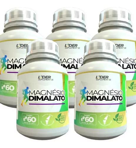 Magnésio Dimalato 60 Cáps De 500mg Kit 5 Potes Parcelamento sem