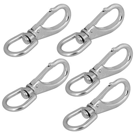 Pcs Stainless Steel Swivel Eye Boat Snap Hook Spring Clips Silver