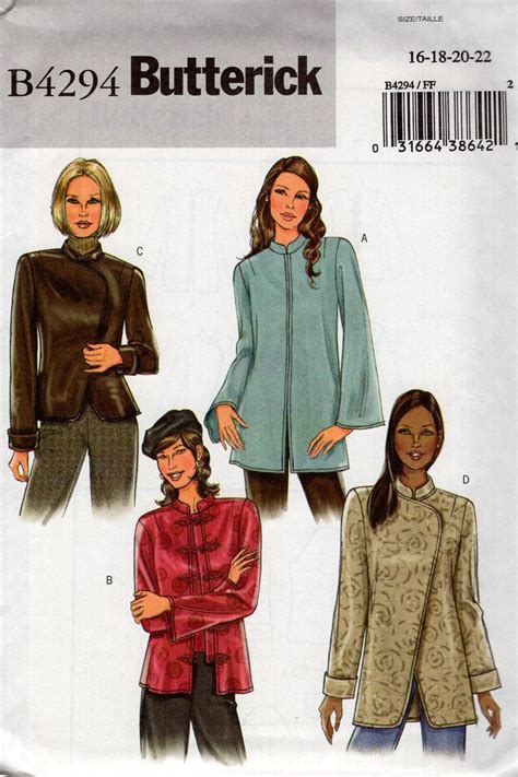 Free Us Ship Butterick New Sewing Pattern Asian Inspired Jacket