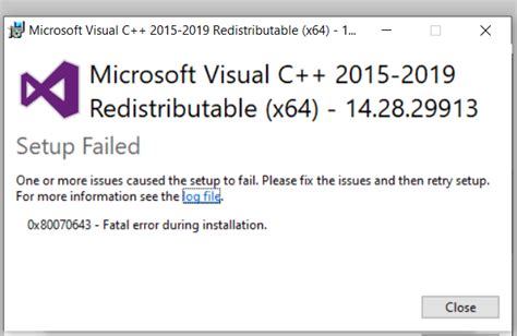 Problems Installing Microsoft Visual C 2015 2019 Redistributable Microsoft Community