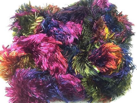 Hand Dyed Fluff 82 Yds Very Berry Scarf Yarn Knitting By