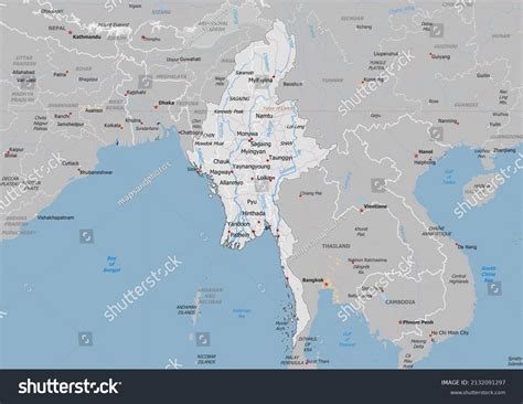 Myanmar Political Map Neighbors Capital National Stock Illustration ...