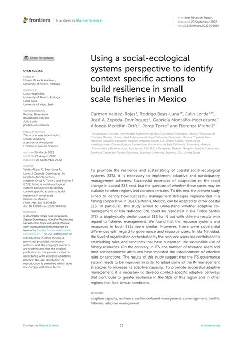 PDF Using A Social Ecological Systems Perspective To Identify Context