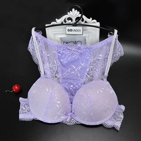 Yandw New Lace Bra Brief Set Push Up Bra Sexy Lingerie Embroidery Girl