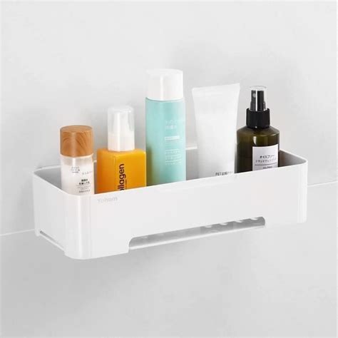 Autocollante Etagere Salle de Bain Sans Percage Blanche Étagere