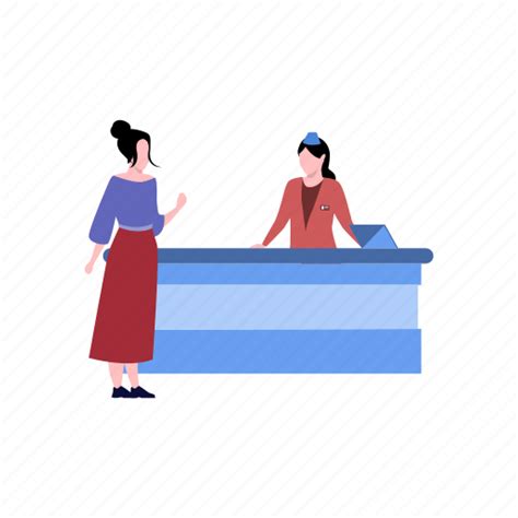 Airport Receptionist Information Desk Table Icon Download On
