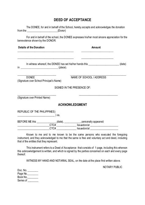 Deed Of Donation Acceptance Deed Civil Law Common Law Images