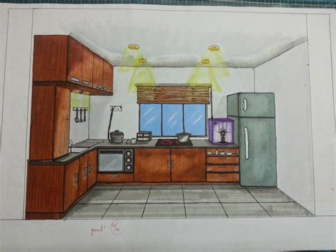 One point perspective - kitchen