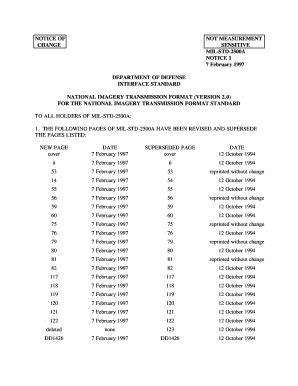 Fillable Online Notice Of Not Measurement Change Sensitive Mil Std