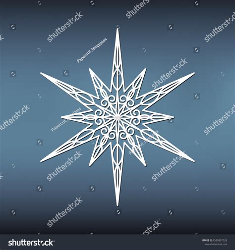 Template Christmas Star Laser Cutting Winter Stock Vector Royalty Free