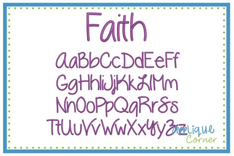 Faith Embroidery Font Applique Corner