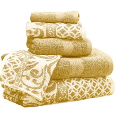 Modern Threads Trefoil Piece Gold Geometric Bath Towel Set Jqydtlg