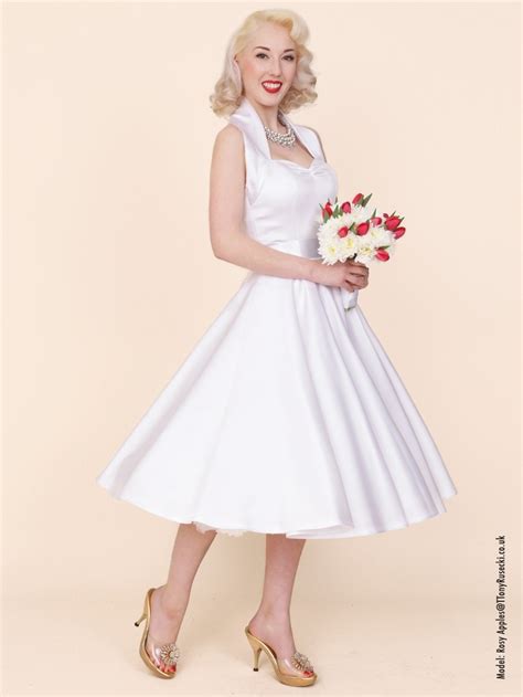 1950s Halterneck White Duchess Dress From Vivien Of Holloway