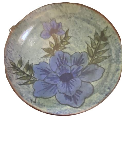 Vintage Chelsea Pottery England Hand Painted Dish Blue Flowers Etsy