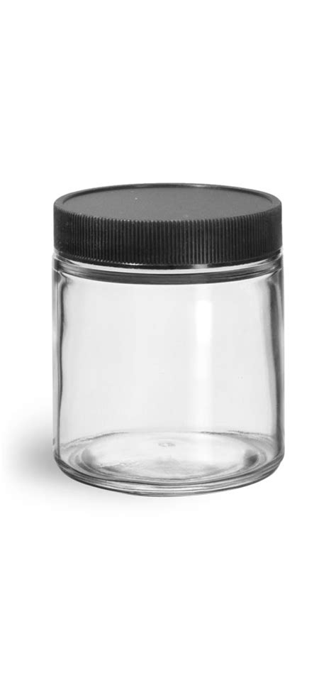 Sks Bottle And Packaging 4 Oz Clear Glass Jars W Lined Black Ribbed