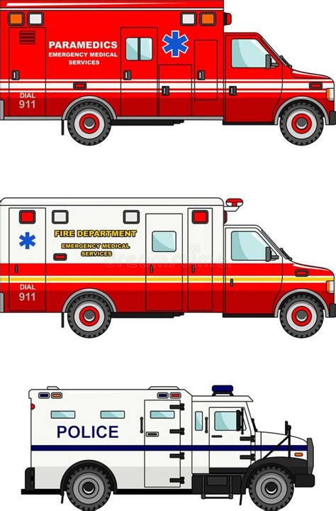 Fire Truck Police And Ambulance Cars On Stock Vector Illustration Of