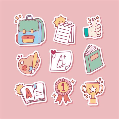 Collection of Cute Hand Drawn School Stickers for Journal 5417827 Vector Art at Vecteezy