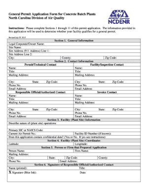 Fillable Online Www2 Ncair General Permit Application Form For Concrete