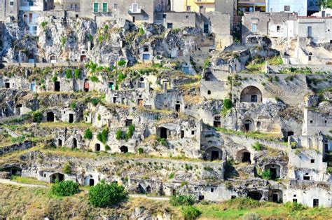 Vista Dell Antica Citt E Centro Storico Chiamato Sassi Immersa Con