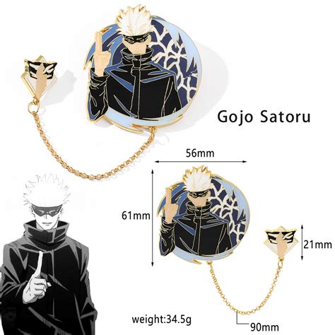 Anime Jujutsu Kaisen Metal Chain Badge Itadori Yuji Inumaki Toge Gojo