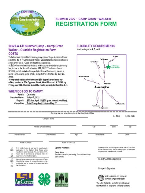 Fillable Online REGISTRATION FORM LSU AgCenter Fax Email Print