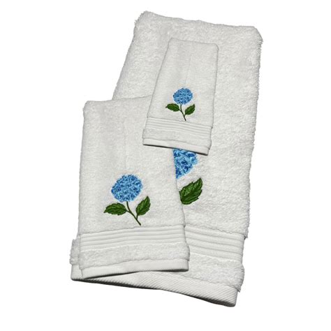 Hydrangea Embroidered Bath Towel Floral Embroidery Bath Towel Set