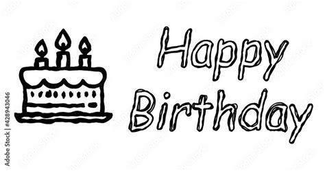 Vidéo Stock Cake And Happy Birthday Message In Doodle Style Simple Cartoon Text Written In