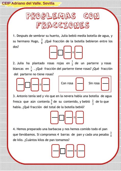 Ficha Online De Problemas De Fracciones Para 6º Ep Puedes Hacer Los Ejercicios Online O