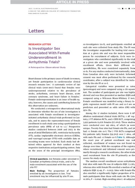 Is Investigator Sex Associated With Female Underenrollment In
