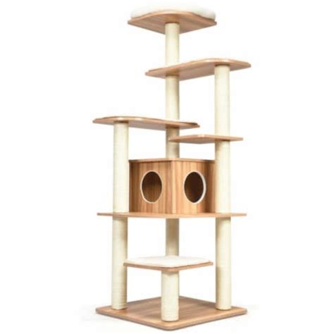 Hivvago Layer Wooden Cat Tree Tall Cat Tower With Sisal Posts And