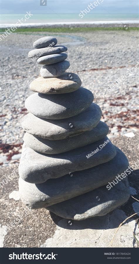 Pebble Stack Beach Background Stock Photo Edit Now 1817845424