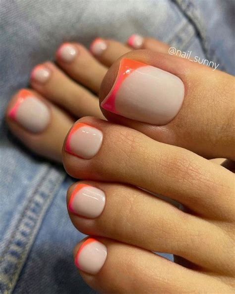 40 Trendy Pedicure Designs 2022 Pink And Orange Ombre French