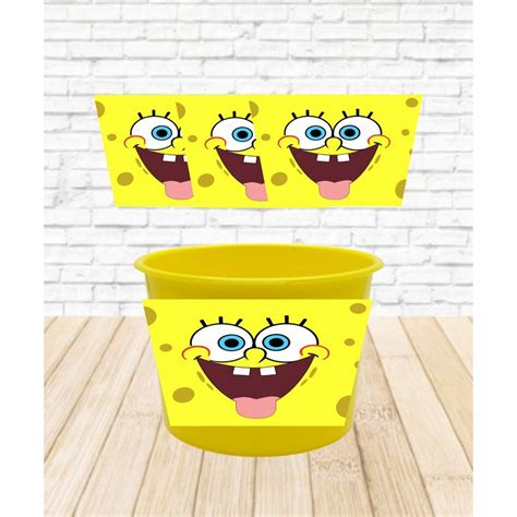 Adesivos Personalizados Bob Esponja Para Baldes De Pipoca De 1 Litro E