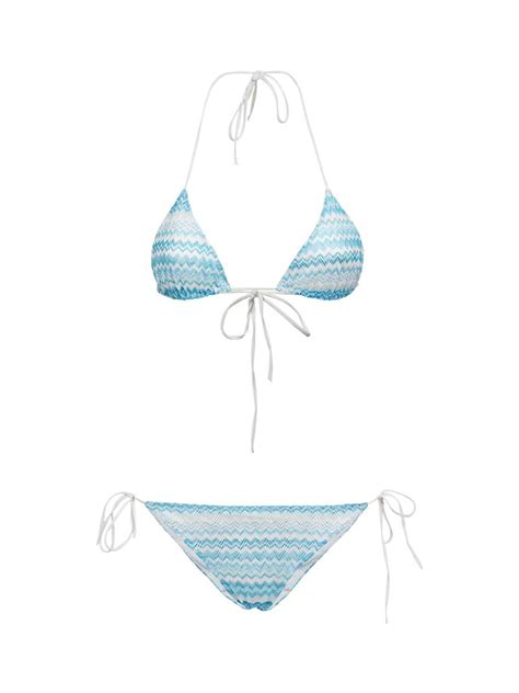 Missoni Light Chevron Triangle Bikini Set Blue Editorialist