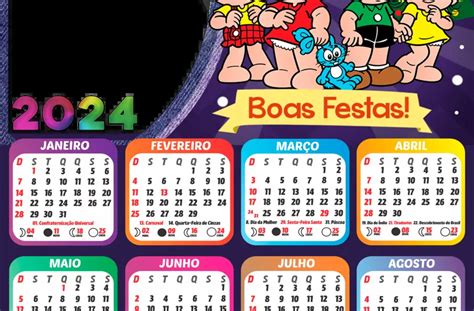 Moldura Calendário 2024 Boas Festas Turma Da Mônica Natal Png Imagem