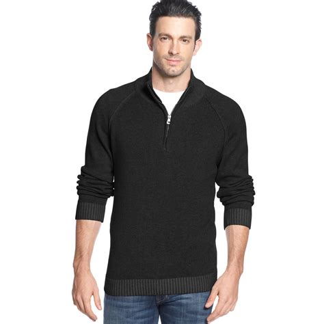 Weatherproof Quarter Zip Mock Neck Cotton Pullover In Black For Men Lyst