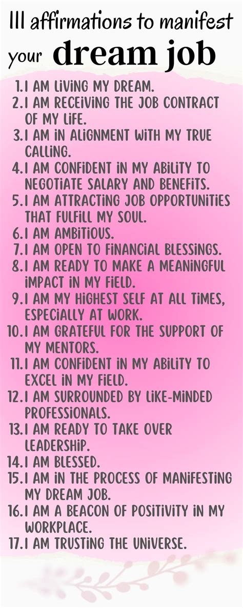 111 Powerful Affirmations To Manifest Your Dream Job A Beginners