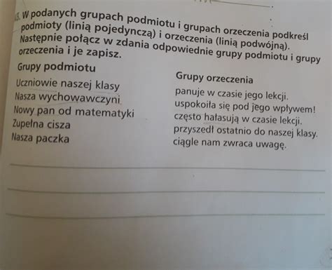 Błagam o pomoc w podanych grupach podmiotu i grupach orzeczenia