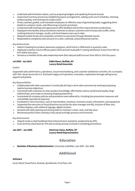 Luxury Retail Resume Example Guide Get Hired Quick