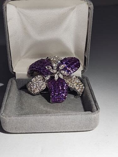 Nolan Miller Rhinestone Orchid Flower Brooch Gem