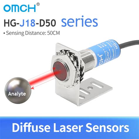 Omch M18 Diffuse Laser Photoelectric Sensor Switch Hg J18 D50 Series Detection Range 50 500mm 0