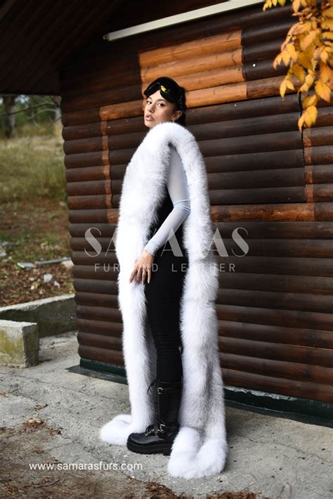 Huge Double Face Luxury Shadow Frost Fox Fur Boa123inch 320cmnatural