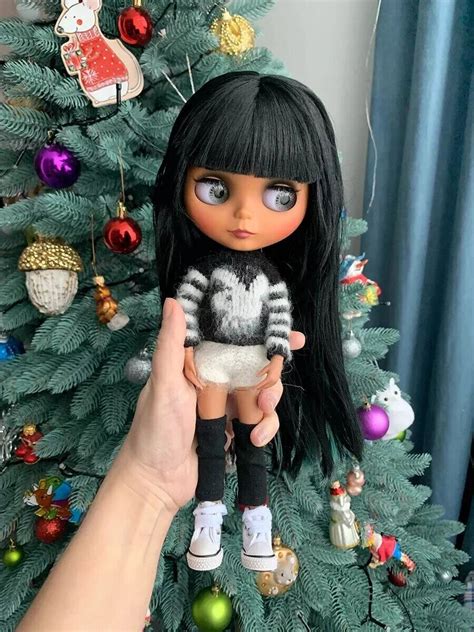 ICY DBS Nude Blythe Doll 12 Joint Body Black Skin Long Eyelash Sleeping Eye Toy EBay