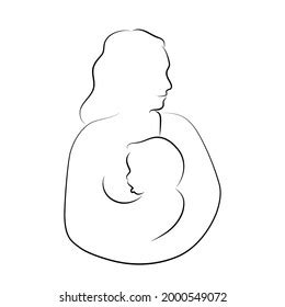 Breastfeeding Line Icon Cartoon Drawing Stock Vector Royalty Free